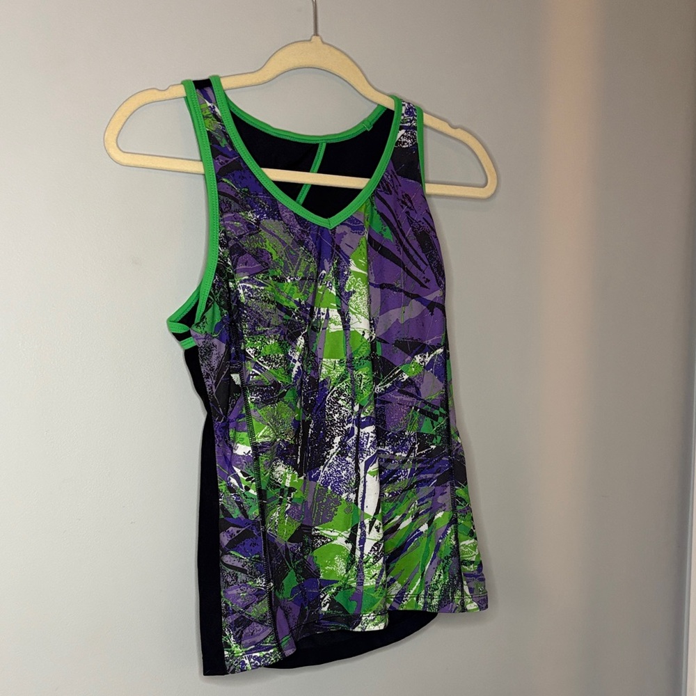 Women’s Green & Purple Print Tank Top
